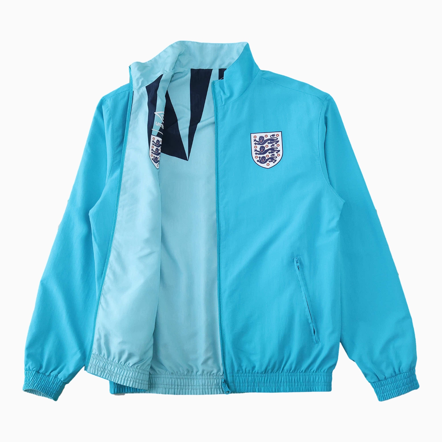 Funinjersey-Retro England 1992 Double Sided Reversible Windbreaker - Blue & Green