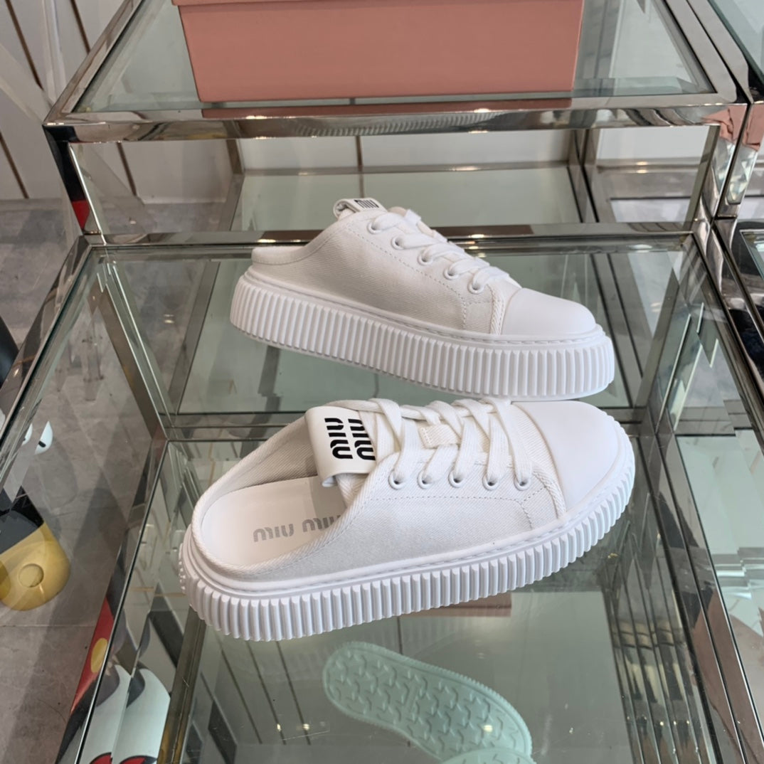 Mule Shoes White Canvas、mysite、Cacoeks