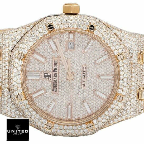 Fully Iced Out Ap Replica audemars piguet royal oak selfwinding gold 15400sr oo 1220sr 01 iced out replica dial Audemars Piguet Royal Oak Iced Out Replica