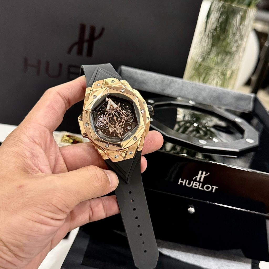 Đồng Hồ Hublot Replica 11 Big Bang Sang Bleu ll King Gold Mặt Đen BBF 45mm (2)