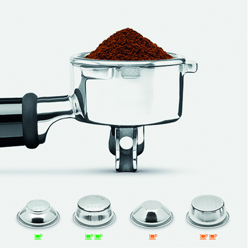 A portafilter with coffee grinds