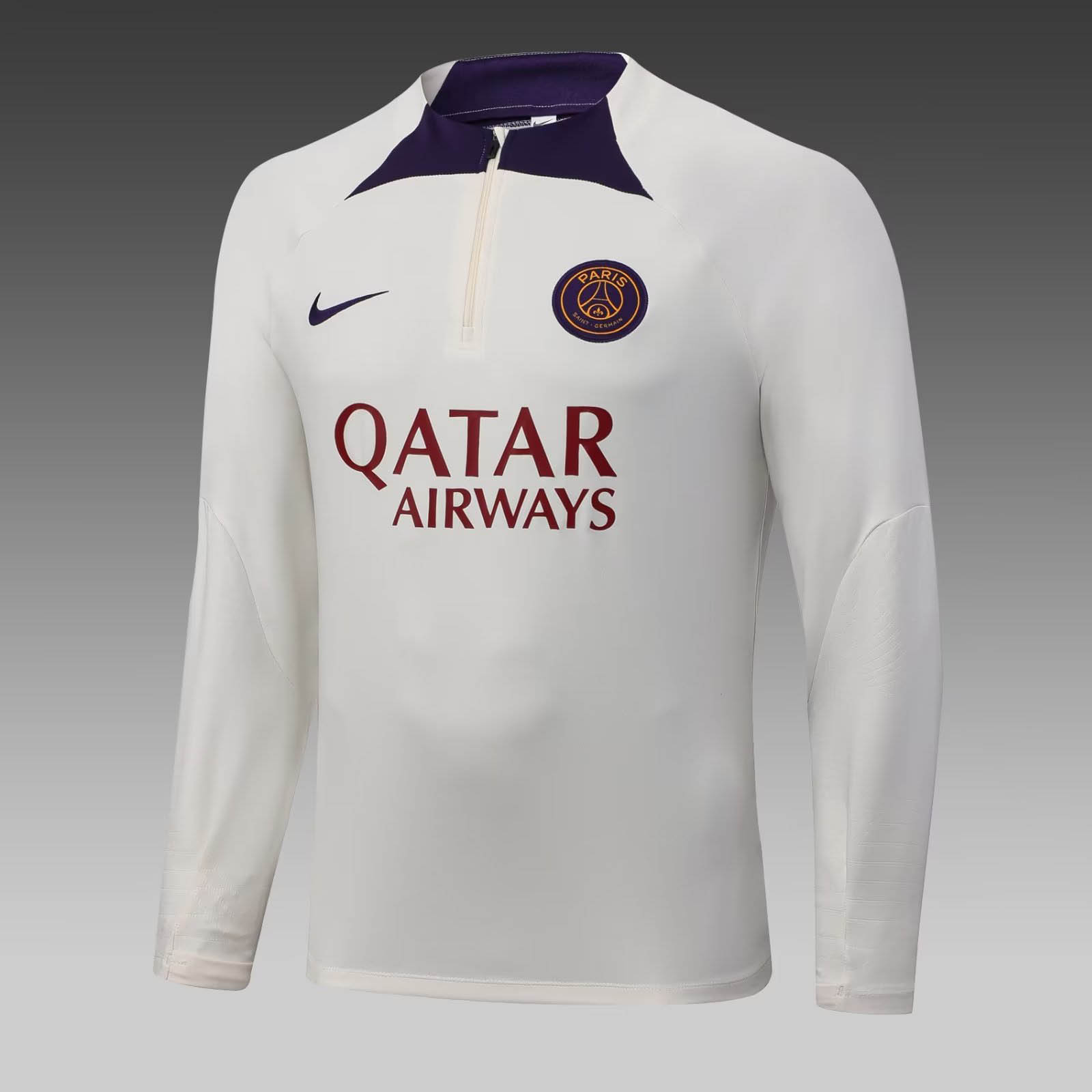 2023/2024 Psg Paris Saint-Germain Half-Pull Training Suit Off White Set:football jersey mysite: unitedjerseyfootball 邓江浪:football