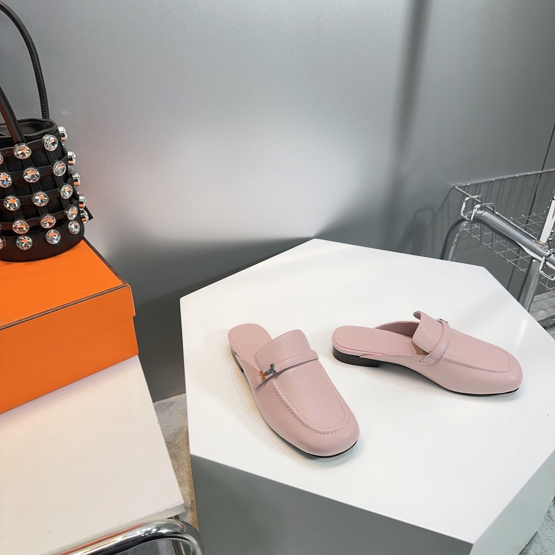 Lena Mule Pastel Pink Leather、mysite、Cacoeks