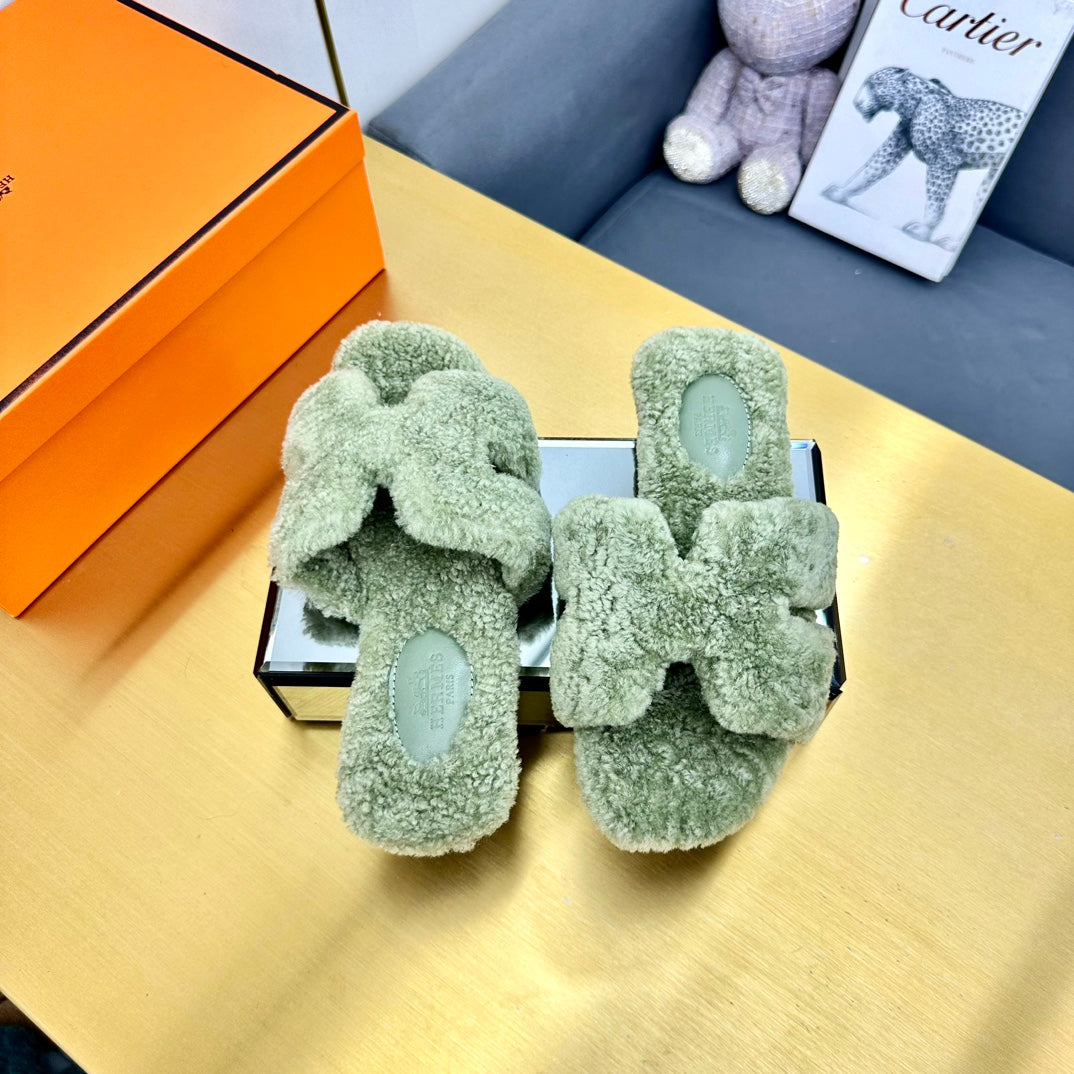 0RAN SHEARLING SANDALS JADE GREEN、mysite、Cacoeks