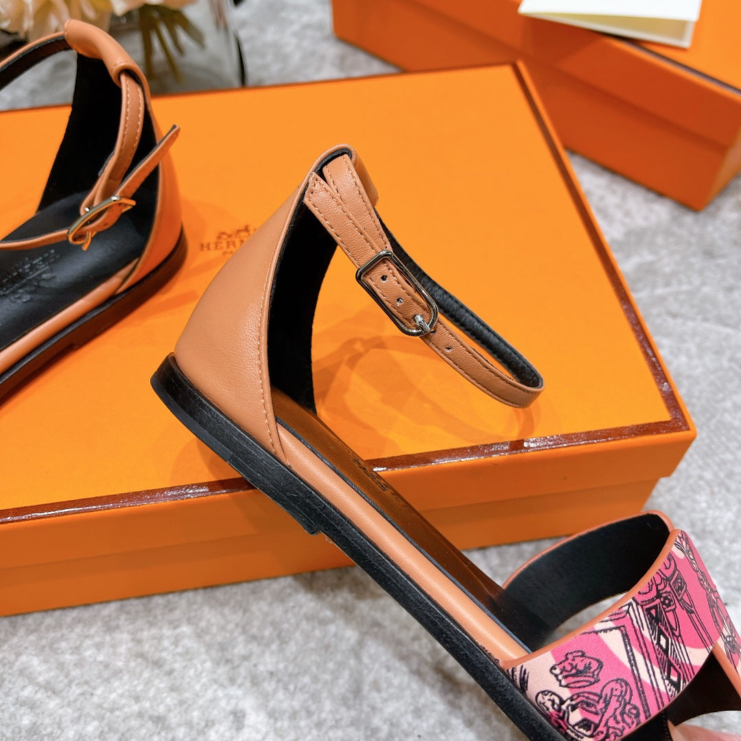 SANTORINI SANDAL BLACK MIX LIGHT PINK CALFSKIN WITH PATTERN、mysite、Cacoeks