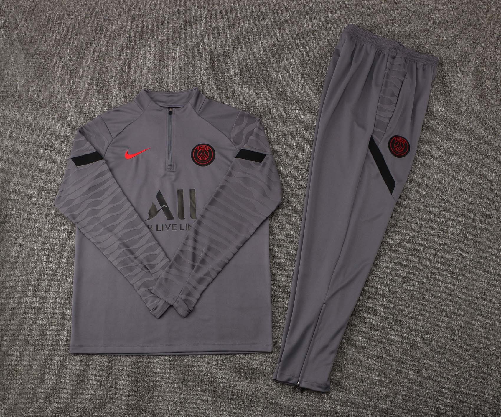 2021/2022 Psg Paris Saint-Germain Half-Pull Training Suit Gray Set:football jersey mysite: unitedjerseyfootball 邓江浪:football