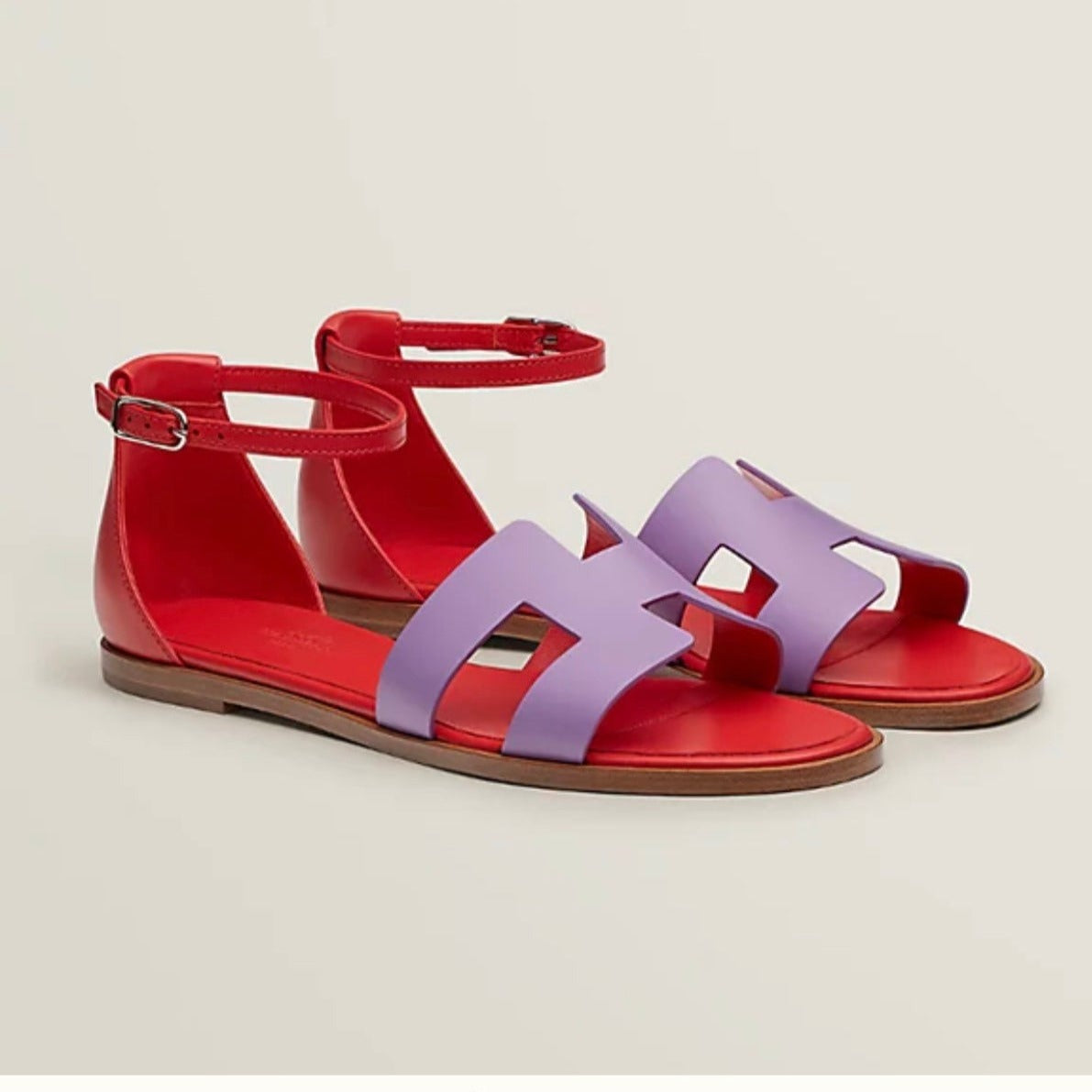 SANTORINI SANDAL CRIMSON MIX LAVENDER CALFSKIN、mysite、Cacoeks