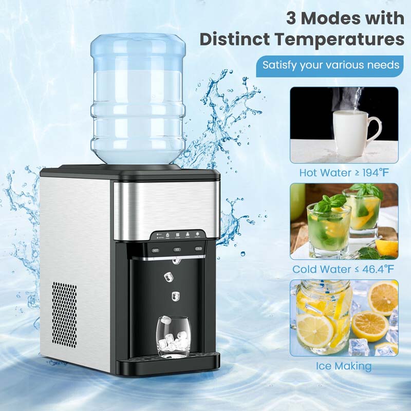 Eletriclife 3-in-1 Water Cooler Dispenser with Built-in Ice Maker and 3 Temperature Settings