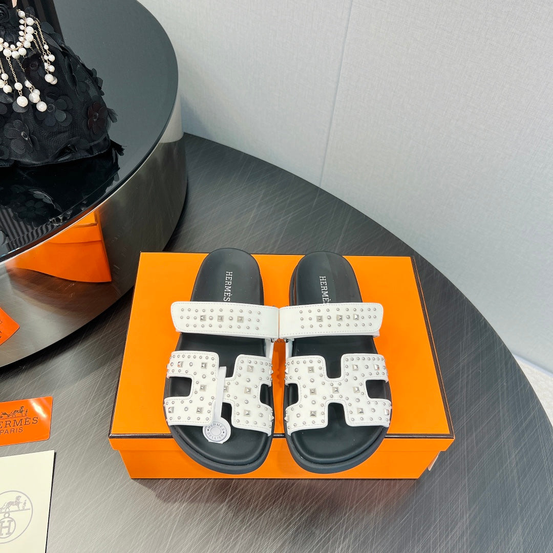 CHYPRE SANDAL WHITE MIX BLACK CALFSKIN SPECIAL、mysite、Cacoeks