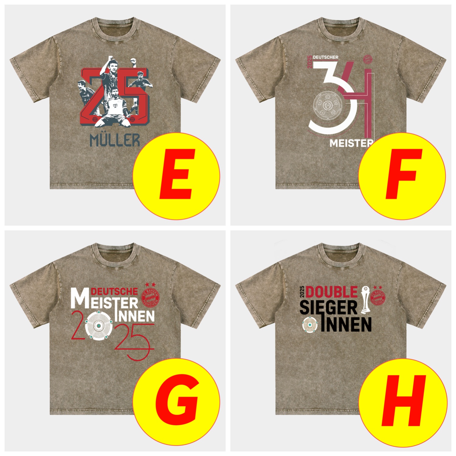 UltraTrikot-Bayern Munich Bundesliga Champions Deutscher Meister 2025 Oversized Washed T-Shirt