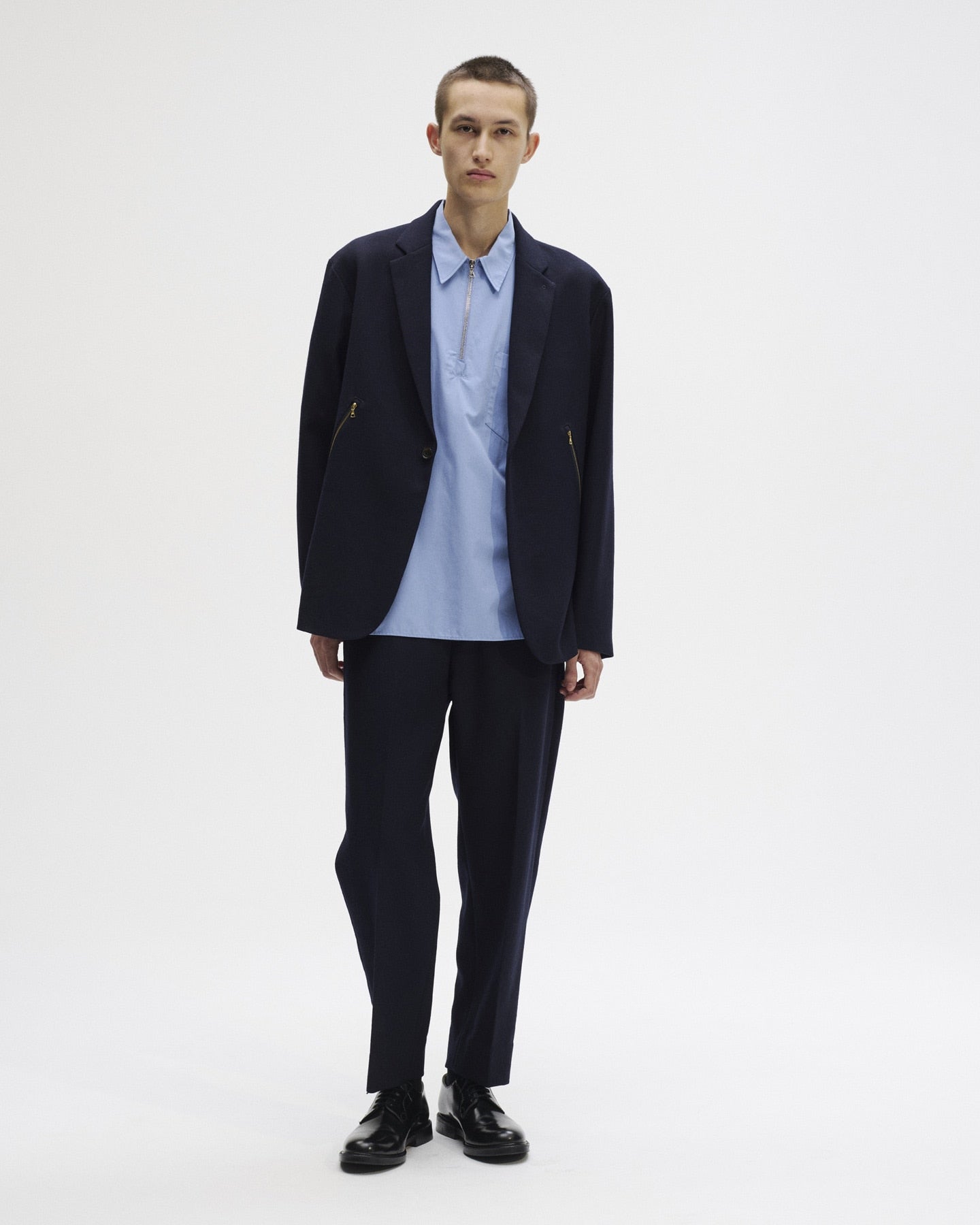 SOPHNET. 25S/S ORGANIC COTTON HALF ZIP S/S SHIRT  SOPH-250031 