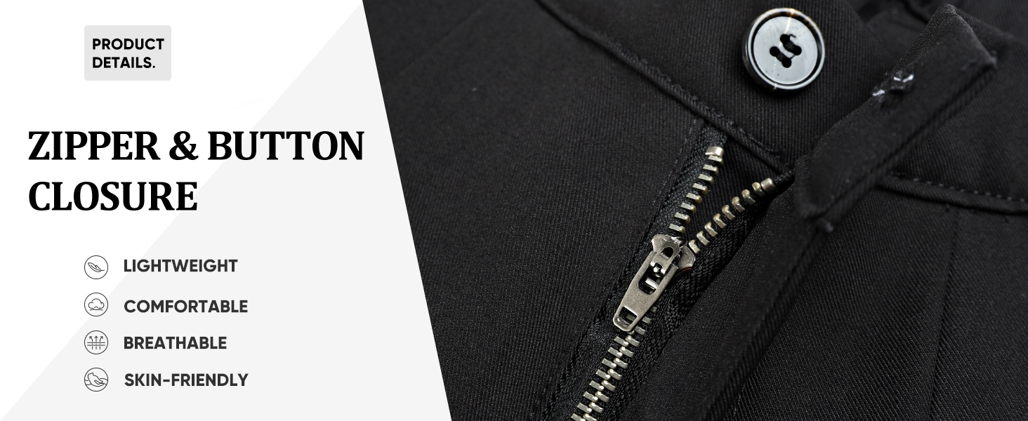 Heyfanee Mens Casual Pants Relaxed Fit Stylish Slacks for Men with Belt Loops Black