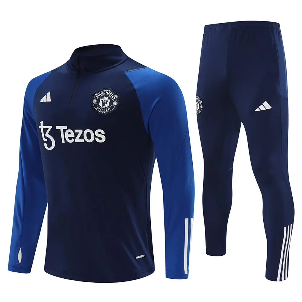 Manchester United Long Zipped Jacket Royal Blue Set-mysite Custom Football Kit- Nextkits