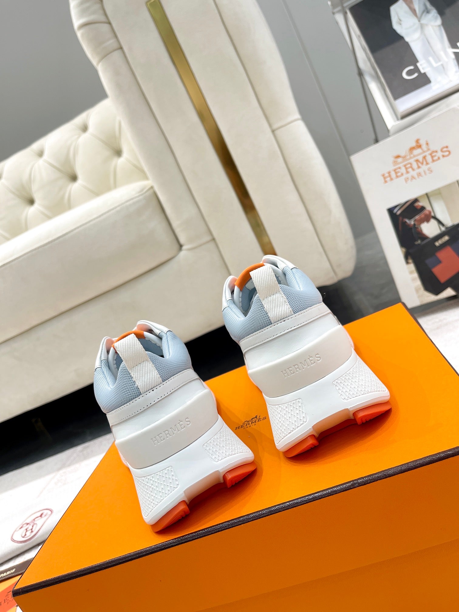 GIGA SNEAKER IN POWDER BLUE STITCHED MESH AND WHITE CALFSKIN、mysite、Cacoeks