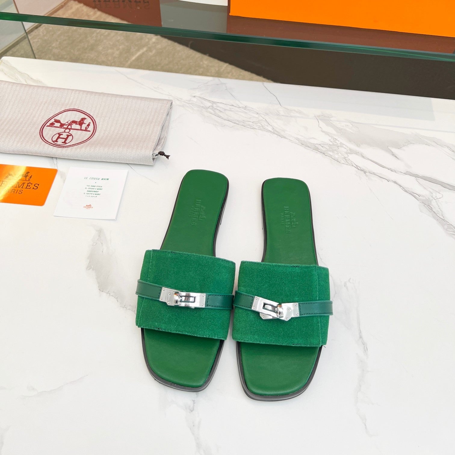 Giulia Sandal Green Suede Green Calfskin、mysite、Cacoeks