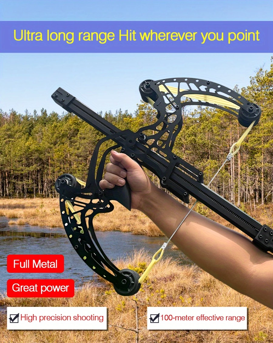 new   50 shots steel ball compound bow recurve bow full metal   shooting slingshot archery and ball dual use bow outdoor competitive sports high power long range adult bow details 10