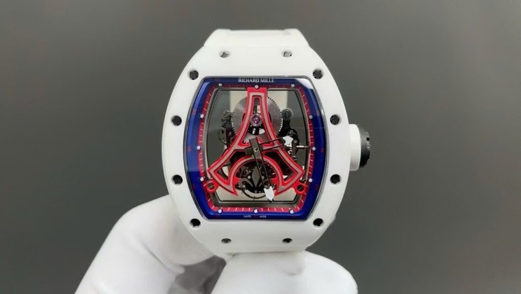 Đồng Hồ Richard Mille RM52-03 Paris Saint-Germain Tourbillon Replica Gốm Trắng 40x48mm (1)