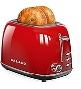 Galanz Retro 2-Slice Toaster Wide Slot 1.5" with 6 Browning Levels, Removable Crumb Tray, Small T...