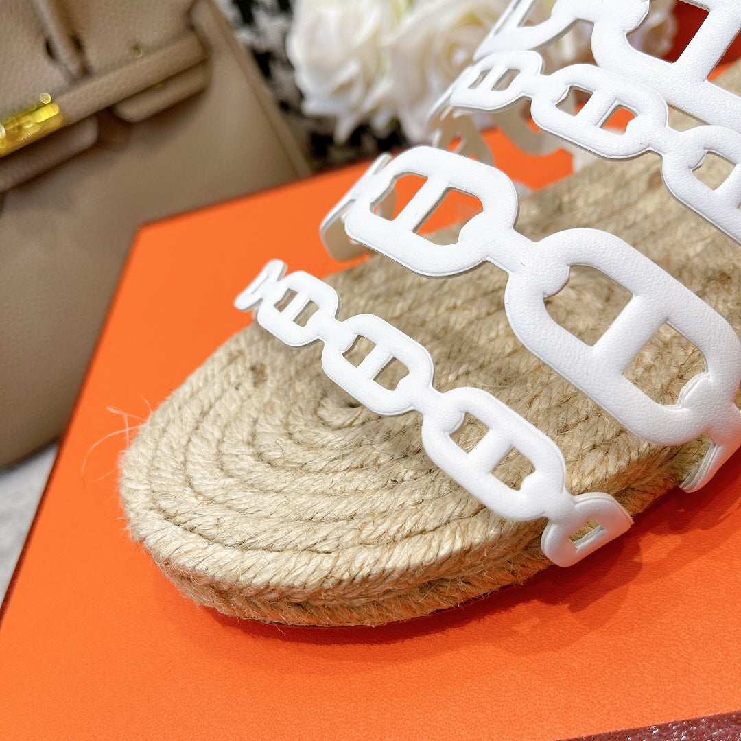 STRAW SOLE SLIPPERS WHITE LAMBSKIN、mysite、Cacoeks
