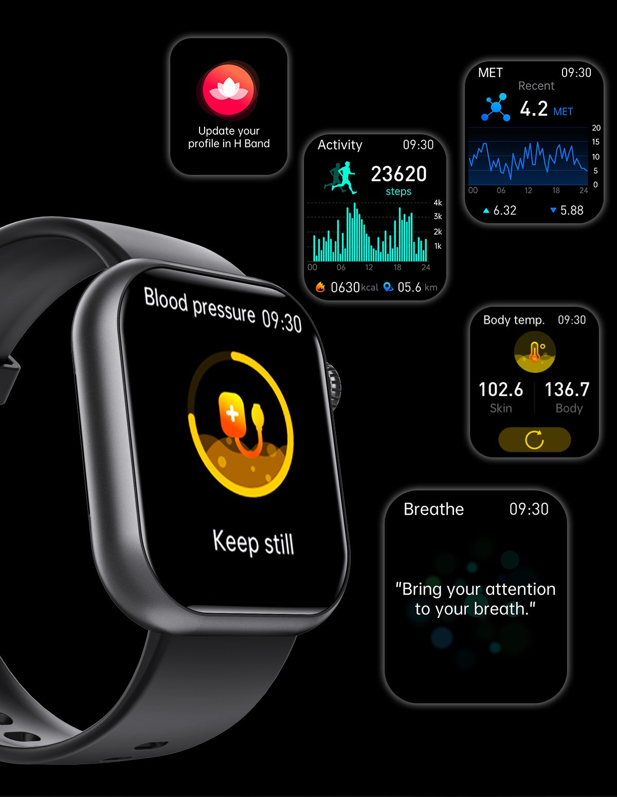 Bearscome BCF57 Blood Sugar Blood Pressure Heart Rate Blood oxygen Sleep Monitoring Waterproof Smartwatch 51 F57 16 e2a0e6f4 fb6e 431f b885 2c8559569ee9