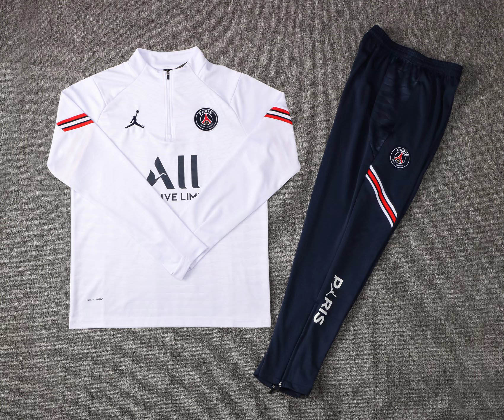 2021/2022 Psg Paris Saint-Germain Half-Pull Training Suit White Set:football jersey mysite: unitedjerseyfootball 邓江浪:football