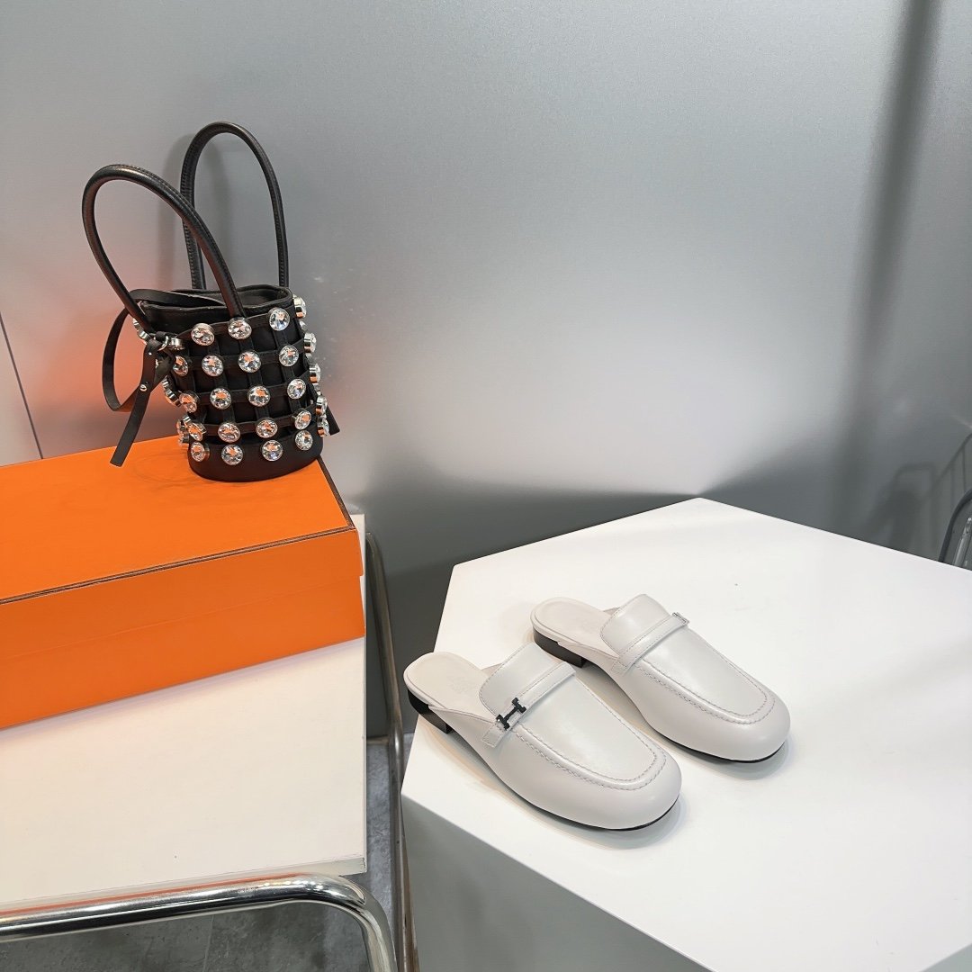 Lena Mule White Leather、mysite、Cacoeks