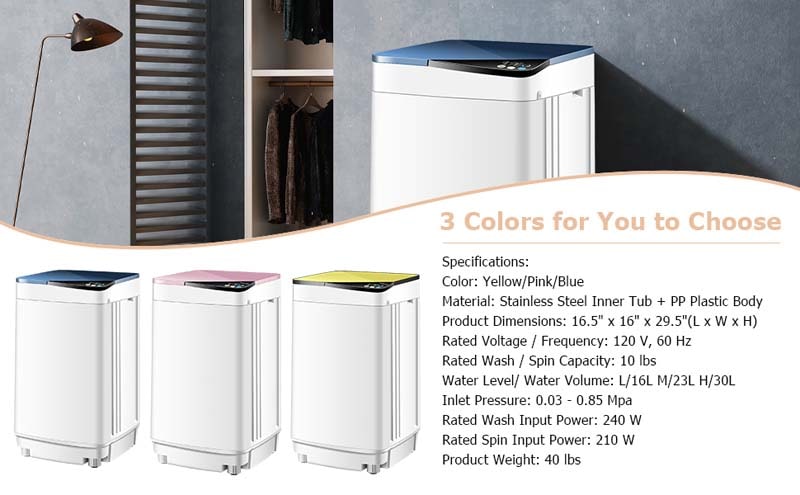 Eletriclife Full-Automatic Washing Machine with Built-in Barrel Light