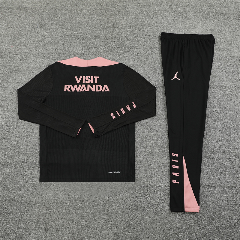 JerseysGala.com | Paris Saint-Germain PSG X JD 24-25 Long Sleeve Training Set - Player Version - Black and Pink -Customize Name, Number and Patch | Worldwide Shipping