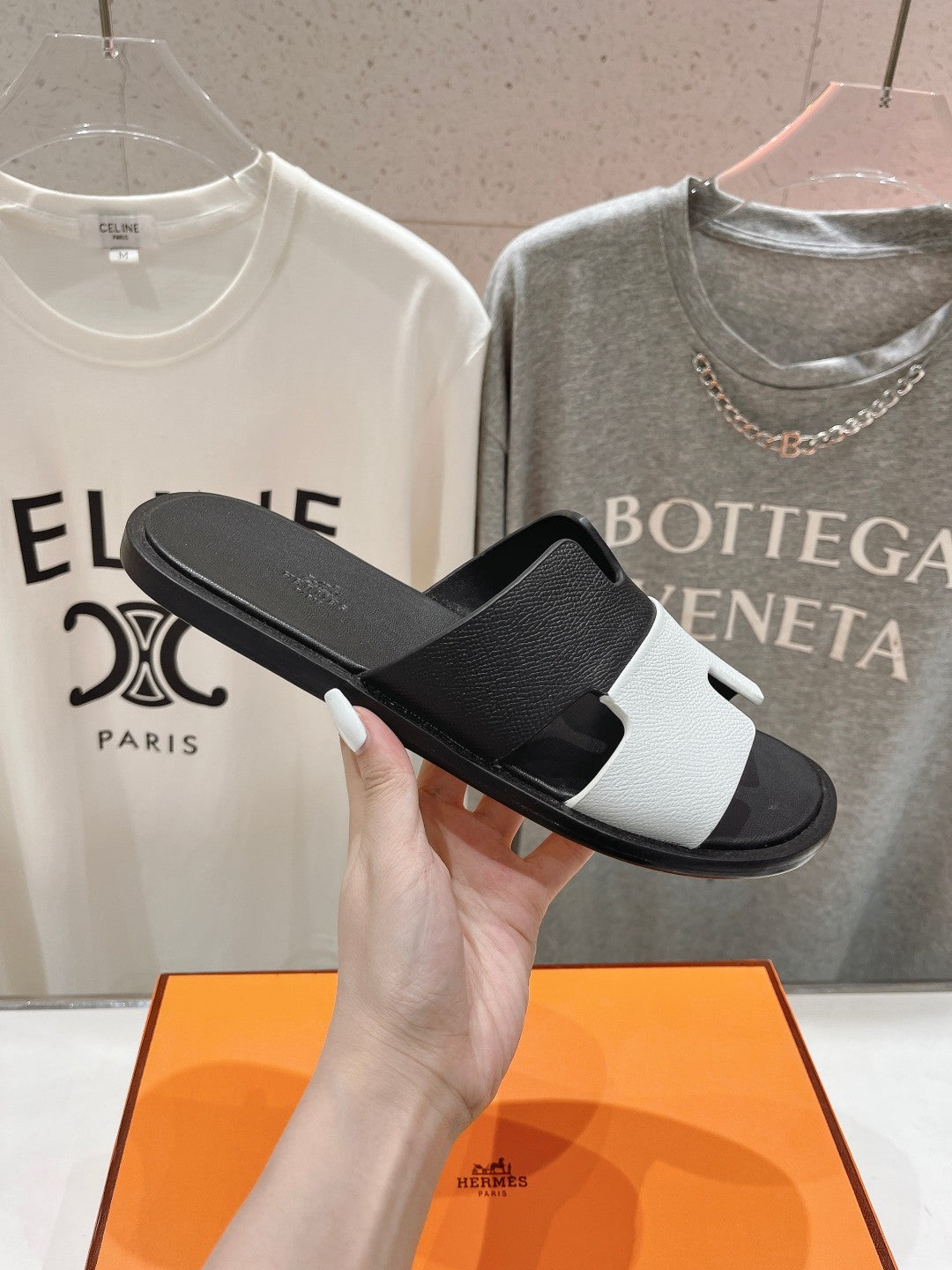 IZMIR SANDAL BLACK MIX WHITE LAMBSKIN、mysite、Cacoeks