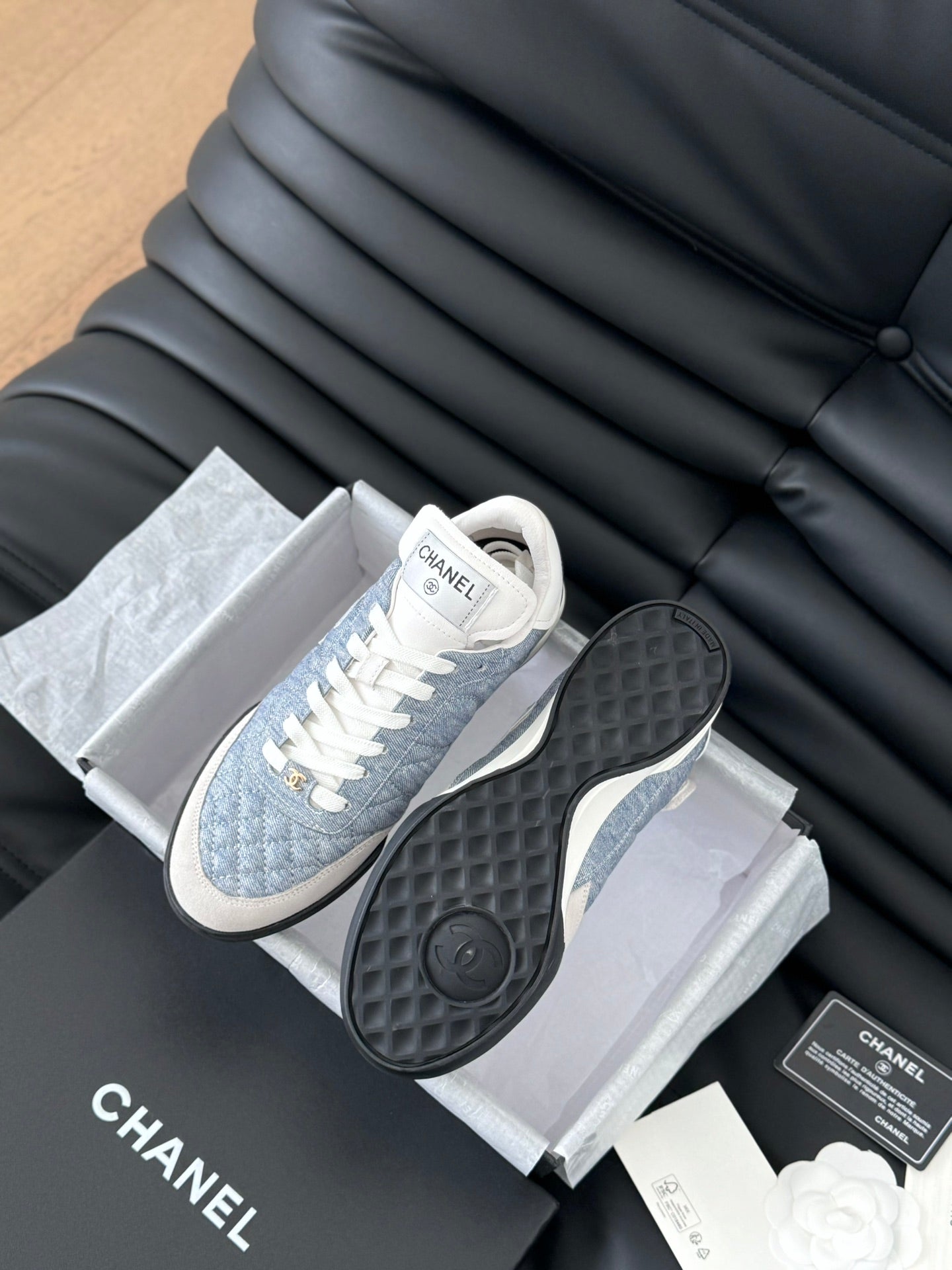 CC SNEAKER IN LIGHT BLUE MIX WHITE EMBROIDERED LAMBSKIN、mysite、Cacoeks