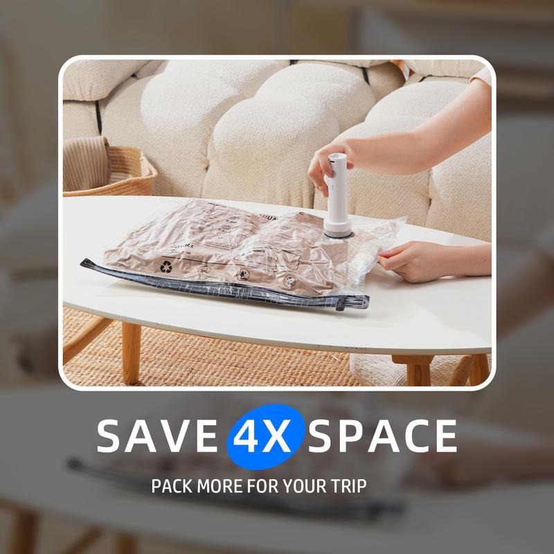 [Inspink] Travel Vacuum Compression Storage Bags with USB - Rechargeable Electric Pump - Ultra - Compact, Lightweight Space - Savers for Clothing & Travel Essentials. Zipper Pouches, Outdoor Packing System, Hand Organizer, #HolidayHaul Variety Pack
