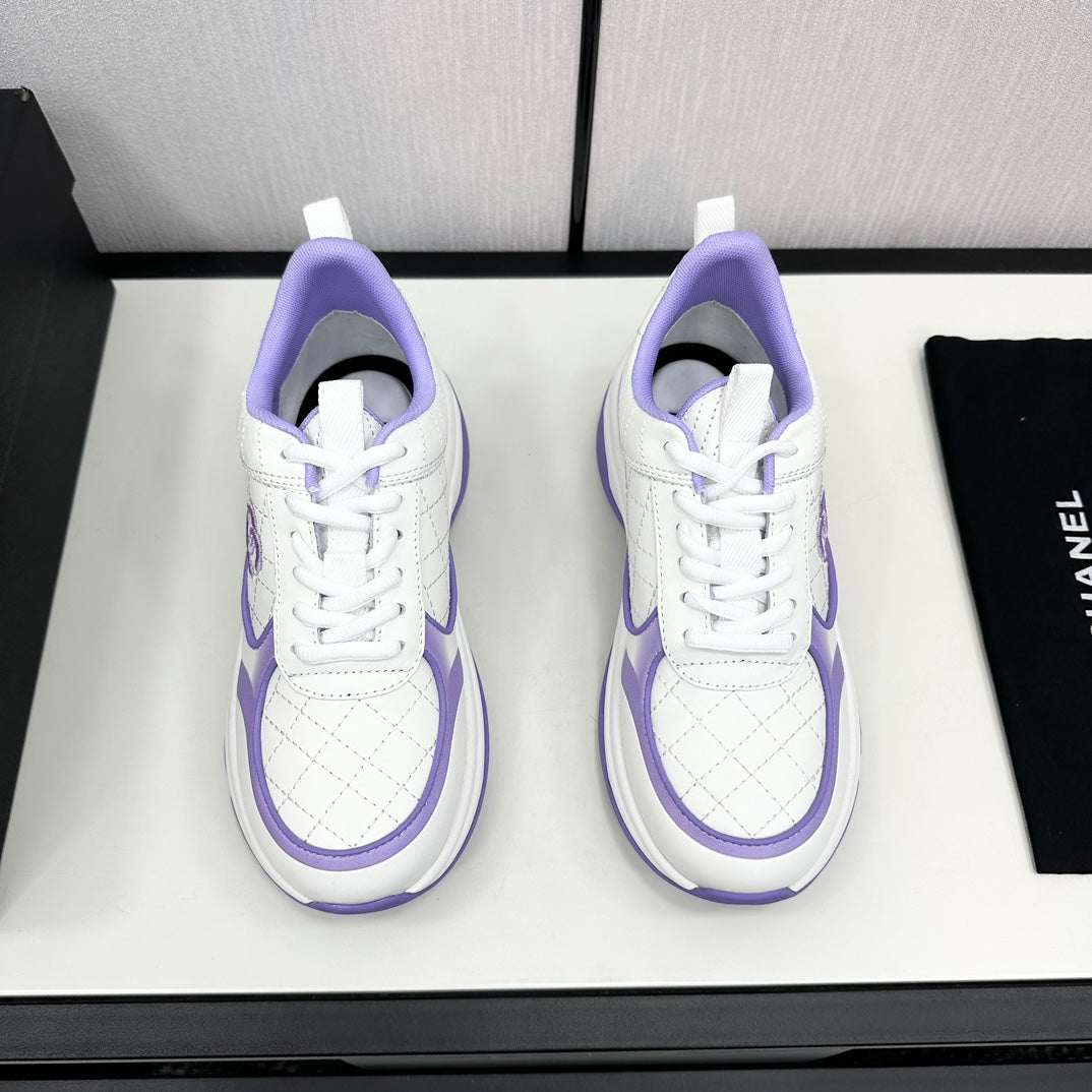 CC SNEAKER IN WHITE MIX IRIS PURPLE EMBROIDERED LAMBSKIN、mysite、Cacoeks