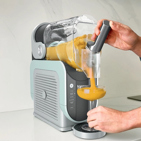 Self-serve handle with pour spout