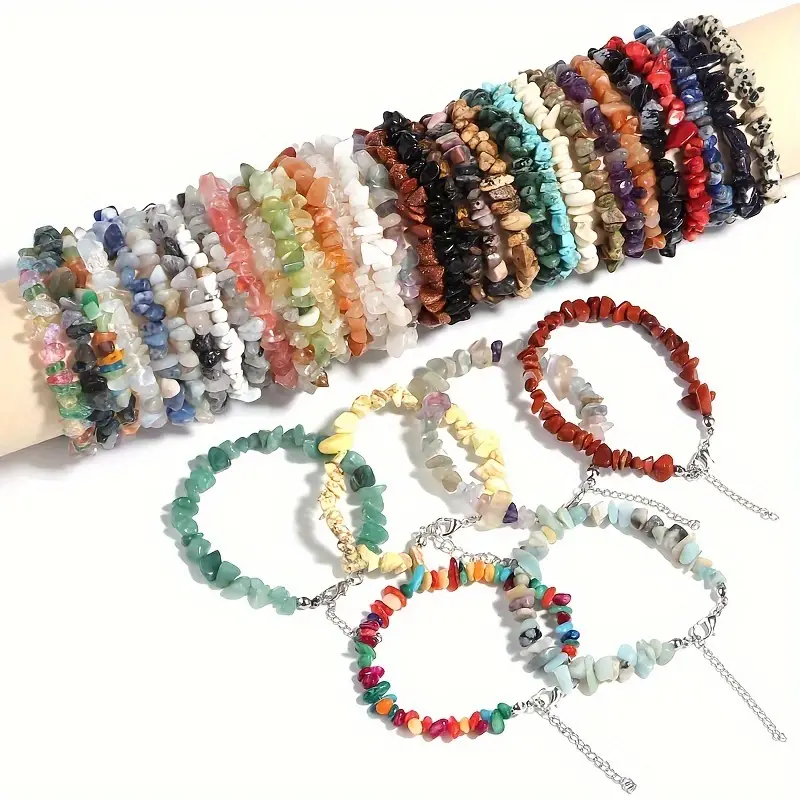 36pcs set handmade natural stone bracelet with earrings for women and men for birthday party and gifts irregular handmade design for   0