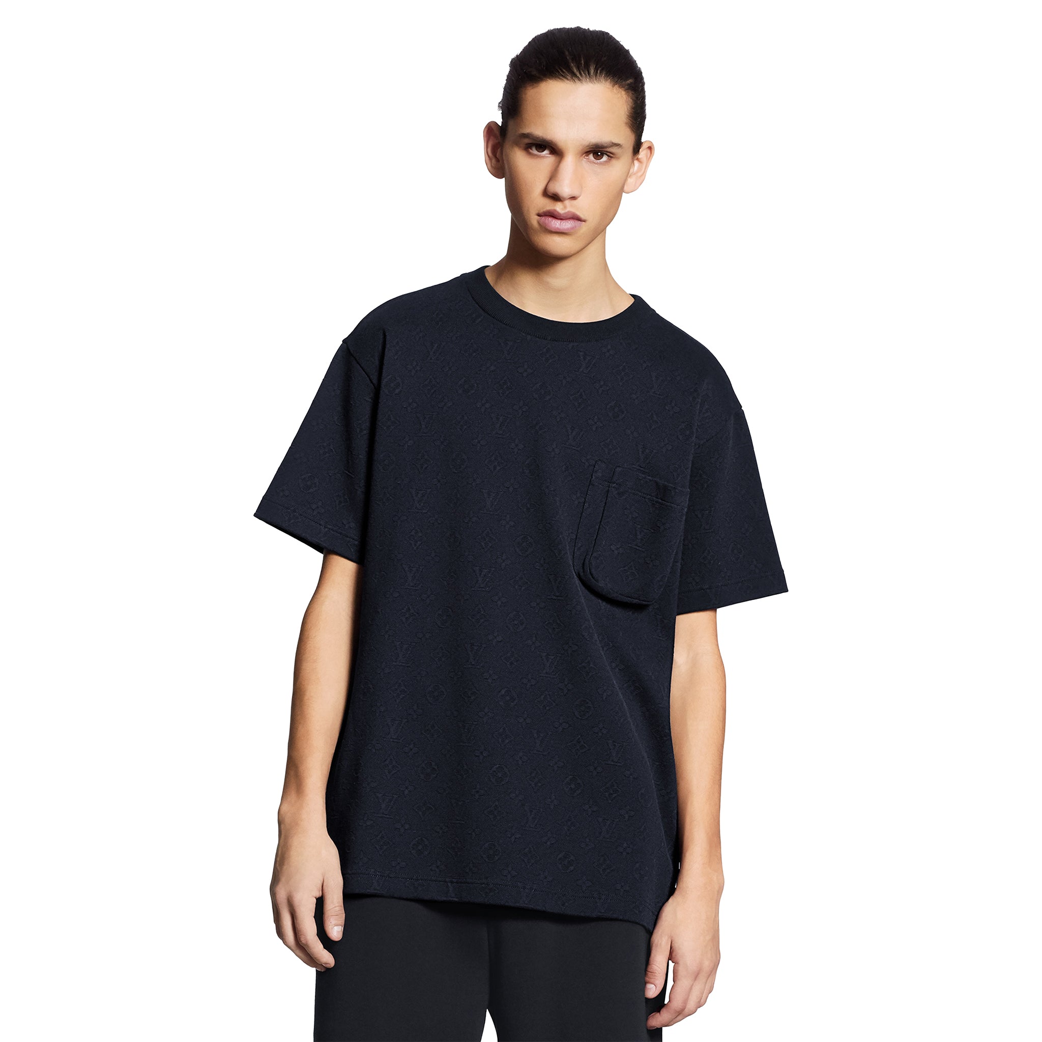 Louis Vuitton Monogram Signature 3D Pocket Cotton T Shirt Dark Blue、mysite、Cacoeks