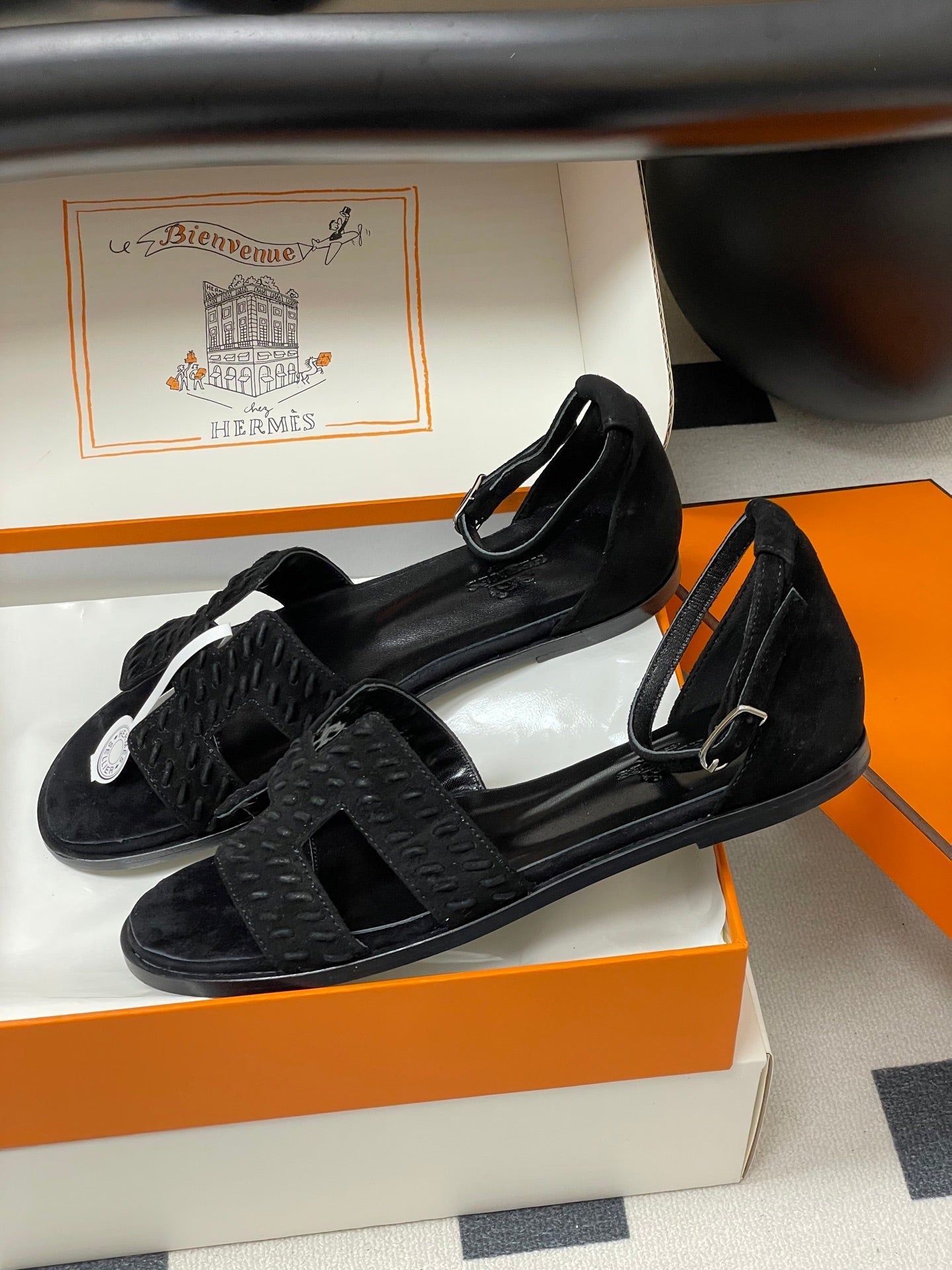 HM 25S SANTORINI SANDAL IN BLACK SUEDE AND LAMBSKIN、mysite、Cacoeks