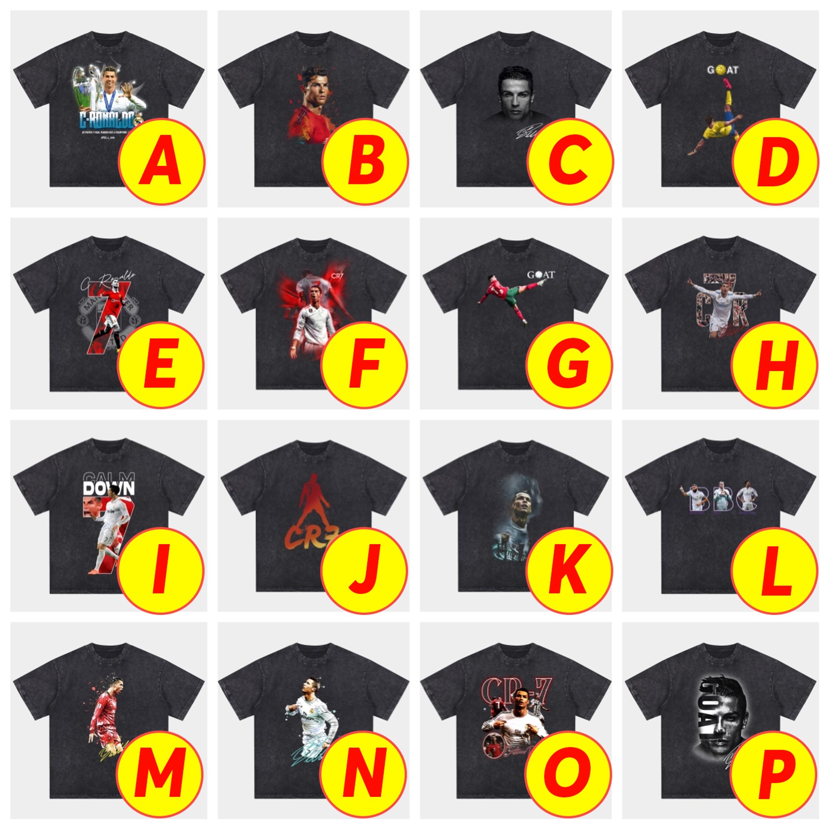 UltraTrikot-Cristiano Ronaldo Portugal Real Madrid Manchester United Oversized Washed T-Shirt