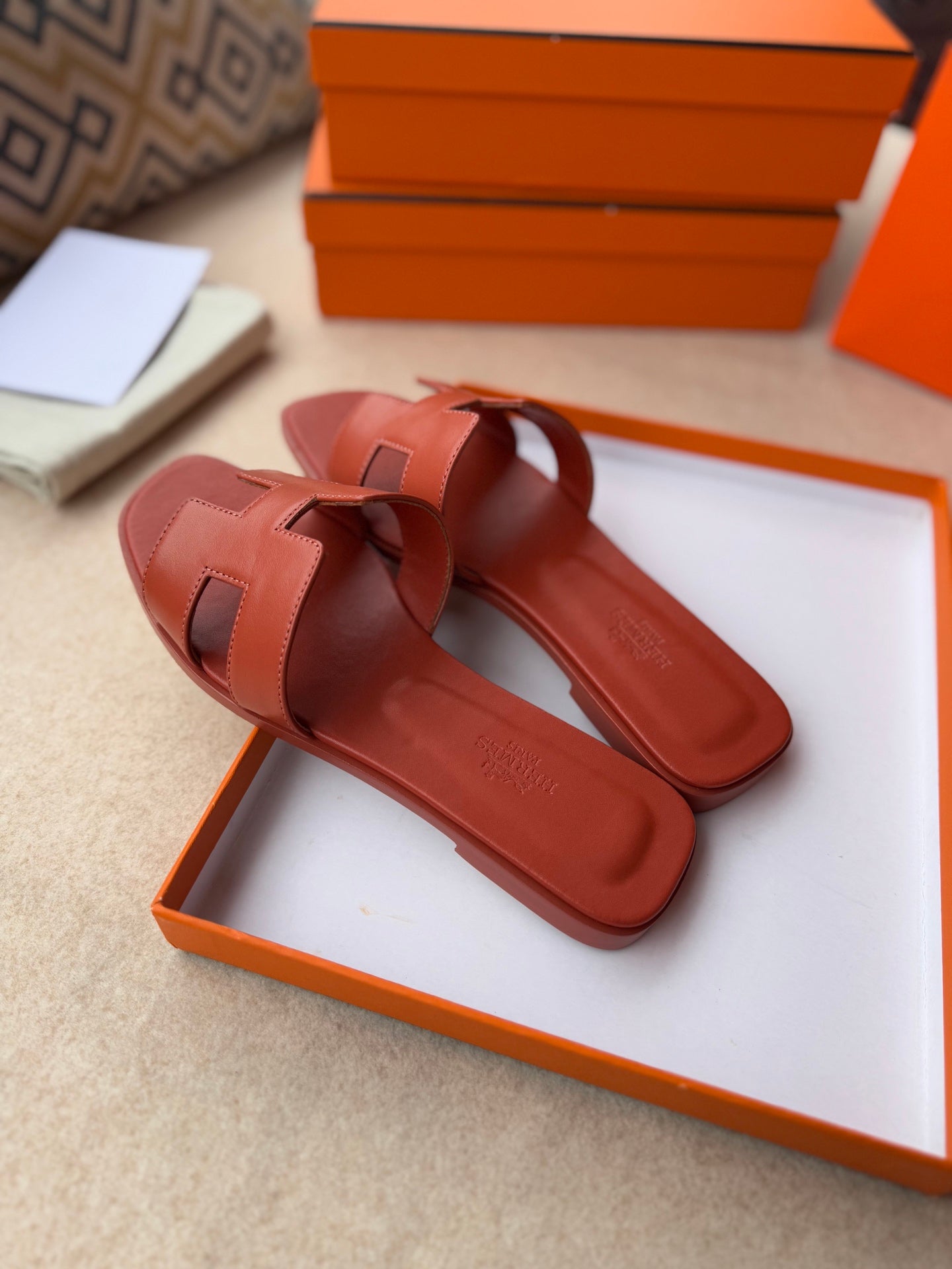 0RAN SANDALS IN GINGER ORANGE CALFSKIN、mysite、Cacoeks