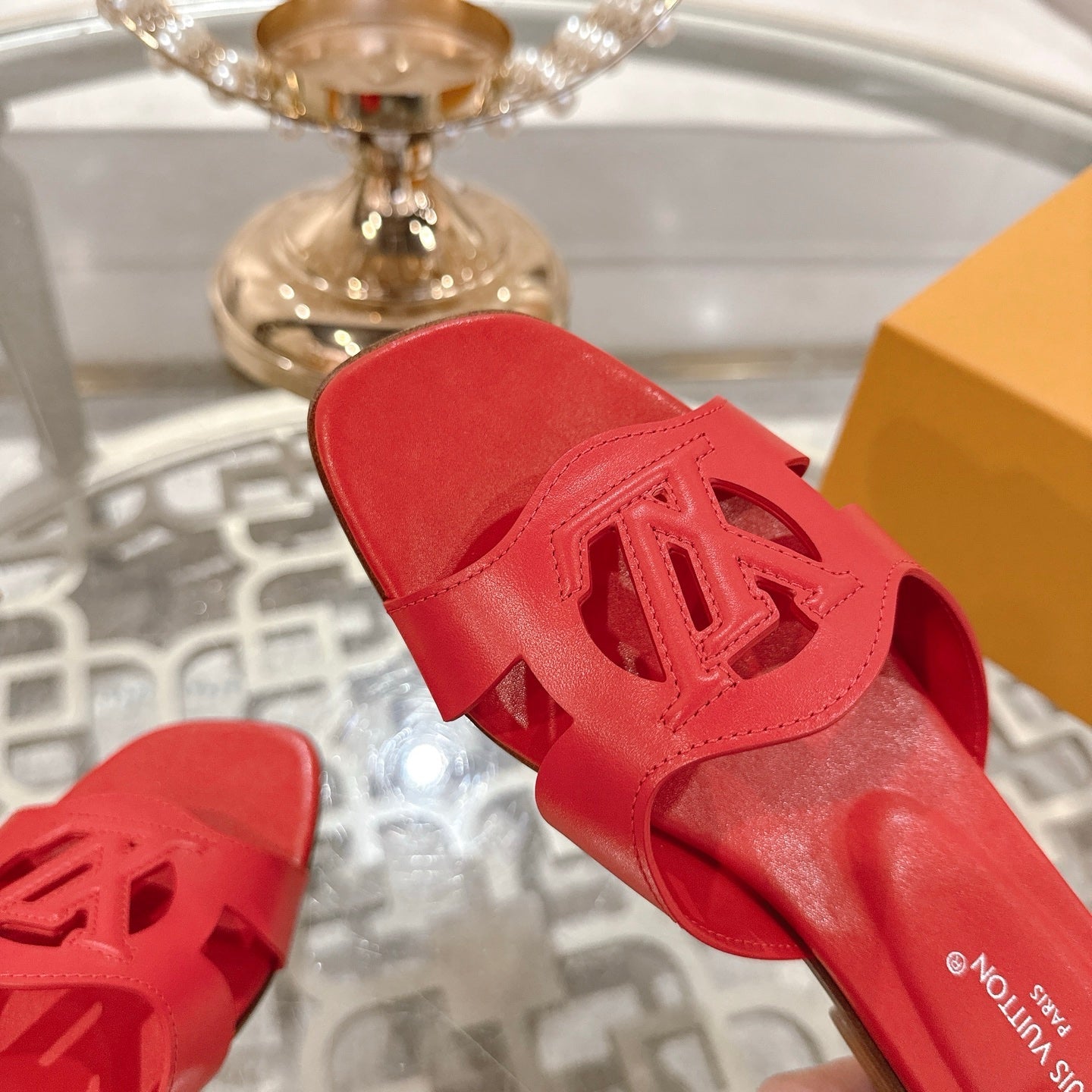 ISOLA FLAT SLIDE IN CHERRY RED CALFSKIN、mysite、Cacoeks