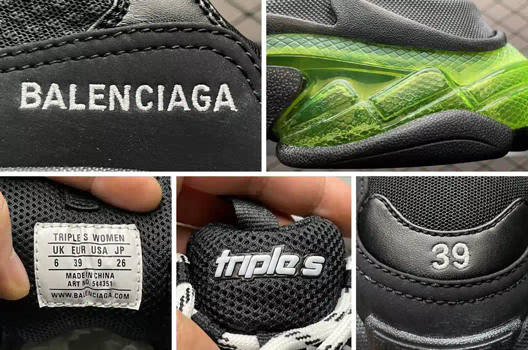 Balenciaga Triple S Sneaker in Black Yellow Fluo、mysite、Cacoeks