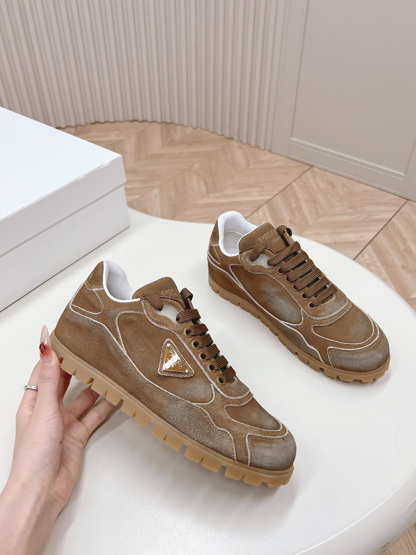 PRA FADED SUEDE SNEAKERS SEPIA AND WHITE、mysite、Cacoeks