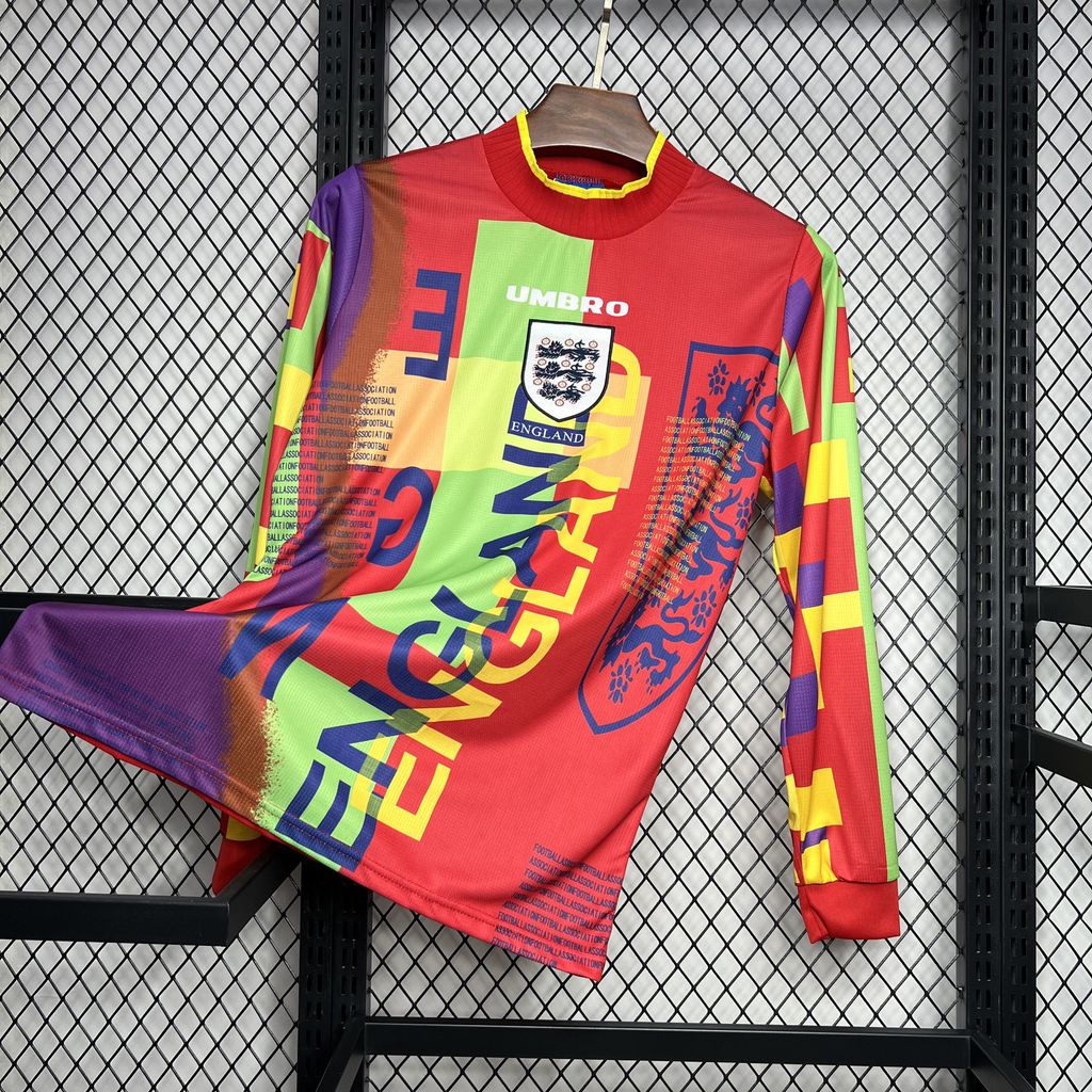 Higojerseys-Retro England 1996 Goalkeeper Long Sleeve Jersey