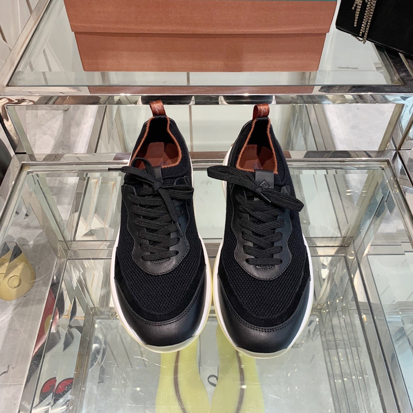 SNEAKER IN BLACK CANVAS MIX SUEDE WITH LAMBSKIN、mysite、Cacoeks