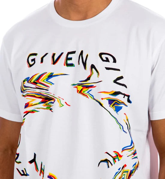 Givenchy Glitch Printed T-Shirt White Regular Fit、mysite、Cacoeks