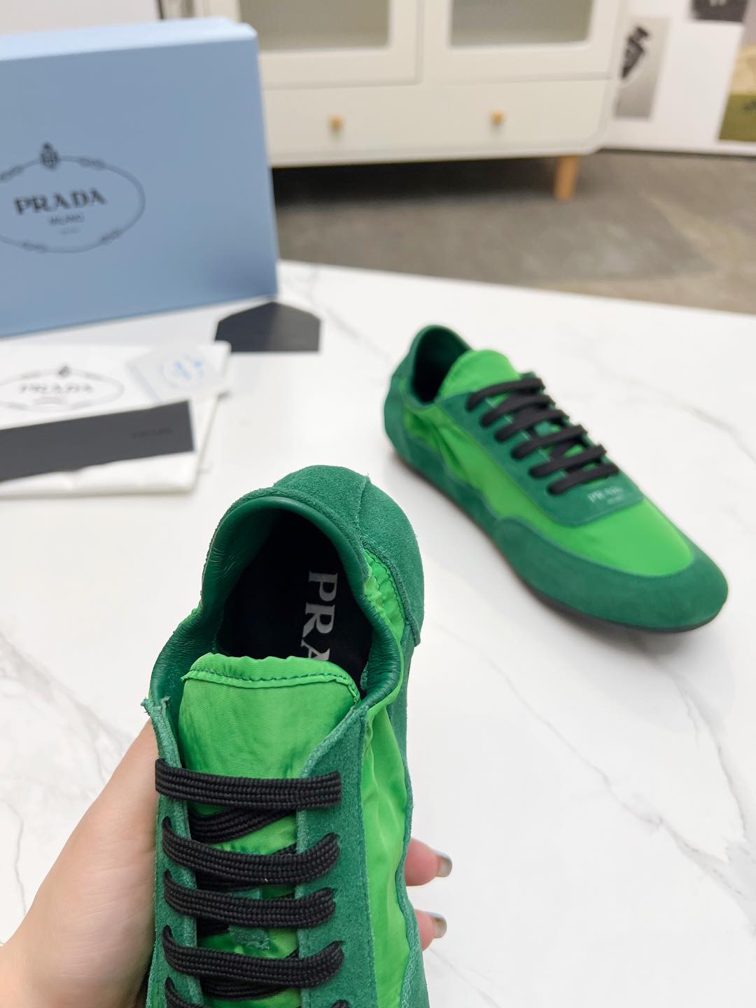 COLLAPSE SNEAKERS IN GREEN SUEDE AND NYLON、mysite、Cacoeks