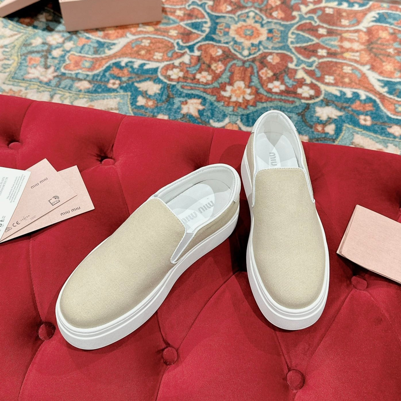 Slip-on Shoes High Sole Cream Color Canvas、mysite、Cacoeks