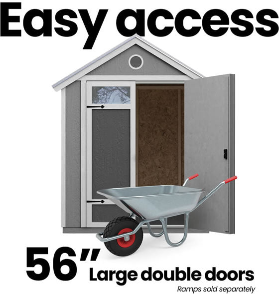 Handy Home Gable wood shed with open double doors for easy access