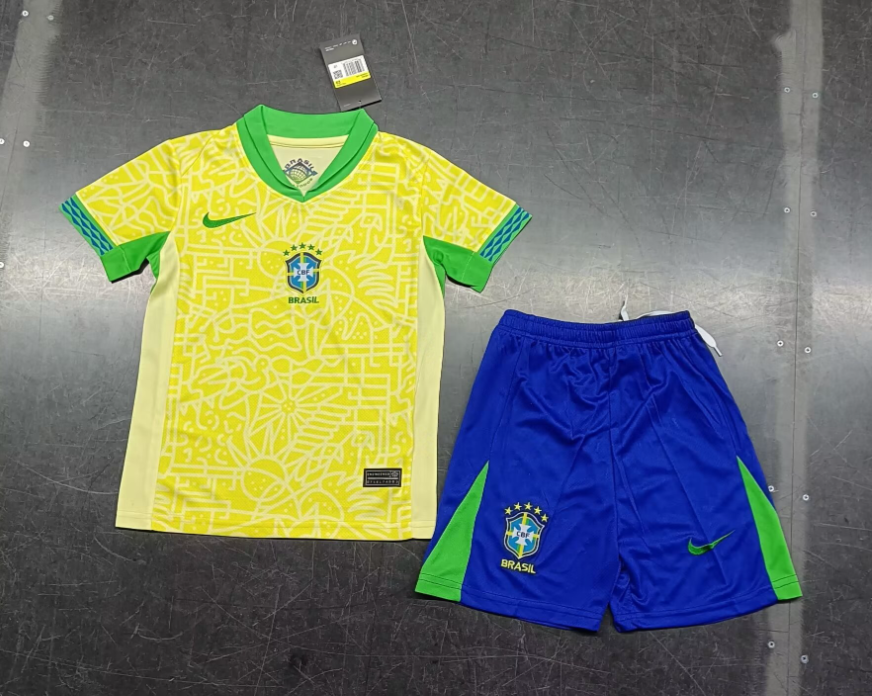 24/25 Brazil Home Football Shirt Kids Size Suit-mysite Custom Football Kit- Nextkits
