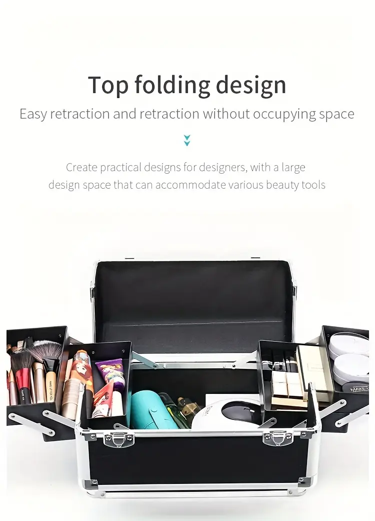 4 in 1 fireproof board makeup case colorful cosmetic case organizer makeup artist train case details 7