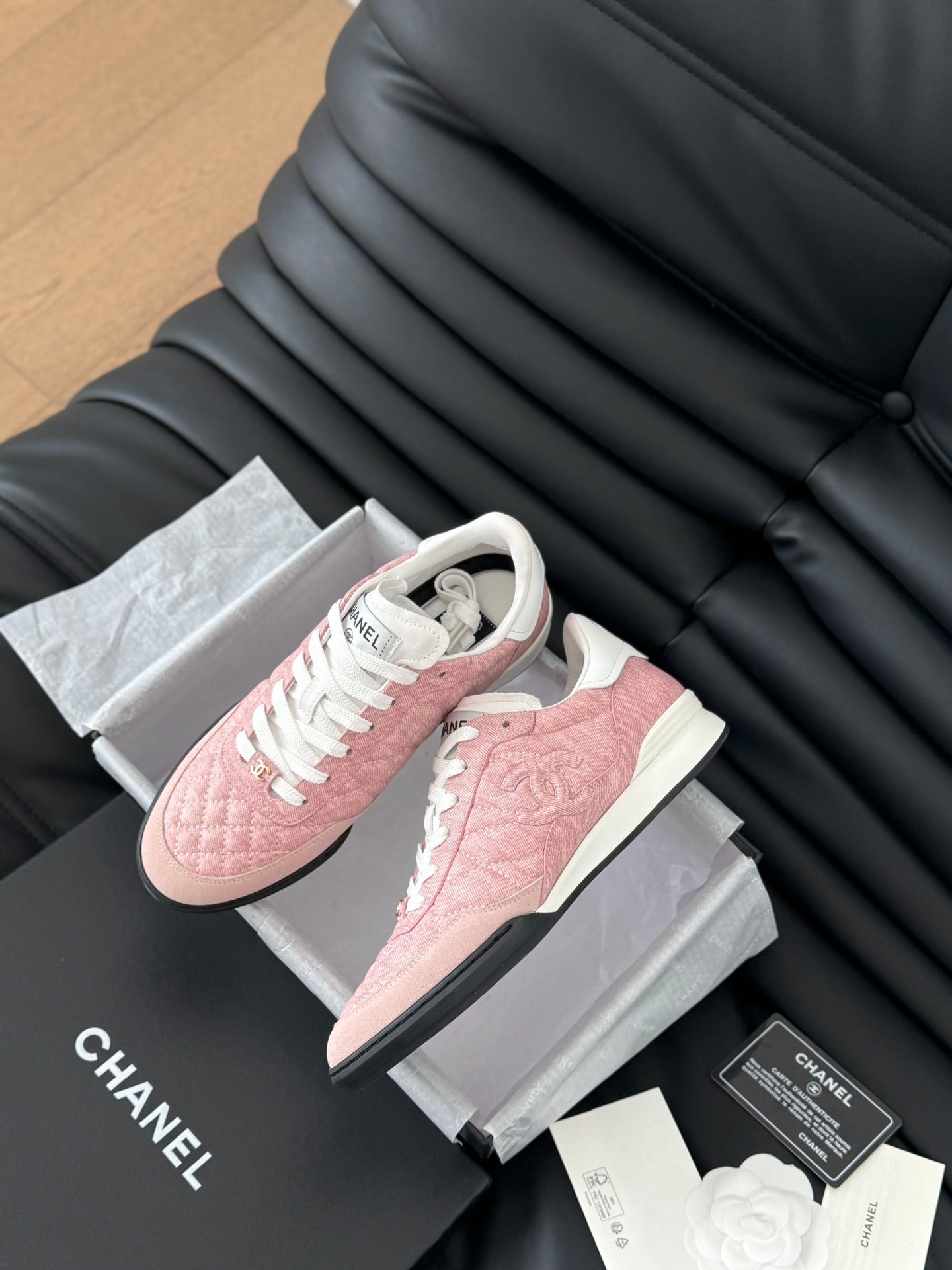 CC SNEAKER IN LIGHT PINK MIX WHITE EMBROIDERED LAMBSKIN、mysite、Cacoeks